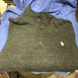 Polo Ralph Lauren Mens Black Quarter Zip Pullover Sweater Large Cotton